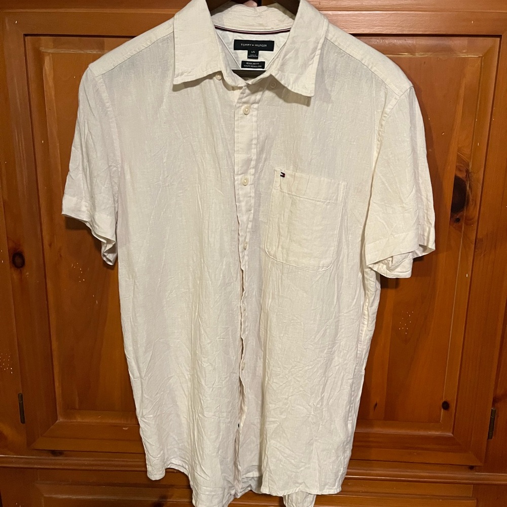Tommy Hilfiger Men's Cream Button Down Shirt